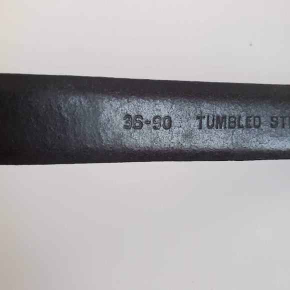 Vtg Gray Tumbled Steer Mens Textured Leather Dress Belt Silver Buckle Sz 36 NWOT - Picture 8 of 9